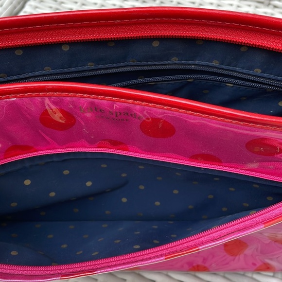 💄💋 Kate Spade New York Pink & Red Polka Dot Toiletry Cosmetic Bag - Picture 8 of 12